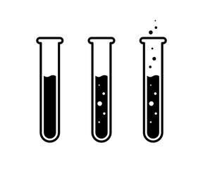 Test tube icon. Chemistry beakers with test tube holding chemicals flat vector icon set.