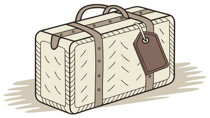 Classic Travel Suitcase with Tag Vector
