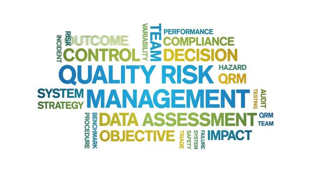Quality Risk Management animated word cloud-text design animation tag kinetic typography seamless loop.