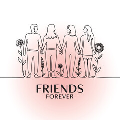 Friends Forever Simple Line Art