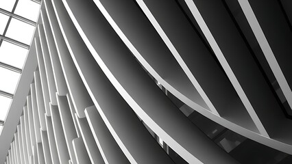 Abstract monochrome geometric lines forming a modern architectural detail with gradient lighting.