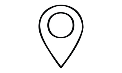 Minimalist black and white map location pin icon. Vector retro hand drawn illustration
