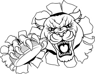 Panther Leopard Cougar Wildcat Hockey Team Mascot