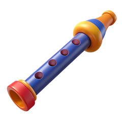 Colorful wooden flute vector in purple and red tones with holes