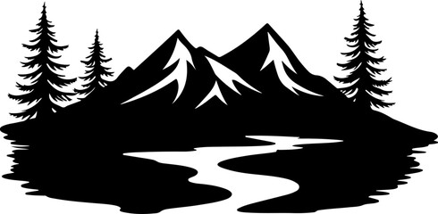 Obraz premium Majestic Mountain Silhouette, Peaks of Serenity, The Wild Ridge, Nature's Jagged Crown