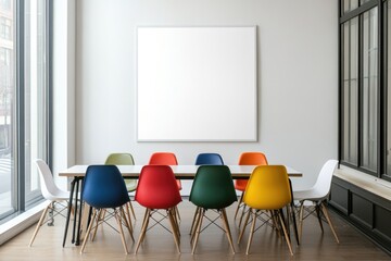 Chic meeting room with bright chairs
