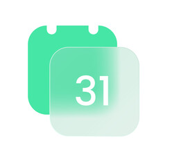 Modern Minimalist Calendar Icon:  Teal Green 31st Day App Design Element