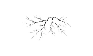 Obraz premium Intricate black fractal lightning branches against simple white background. Vector retro hand drawn illustration