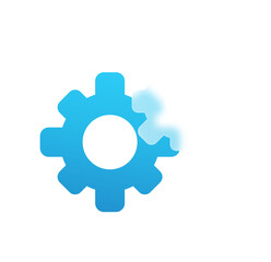 Abstract Blue and White Gear Icons:  Modern Technology Concept Illustration