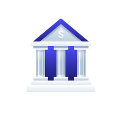 Modern Bank Building Icon:  Clean, Minimalist, Blue and White Gradient Design.