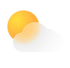 Partly Sunny Day: Minimalist Gradient Sun and Cloud Illustration