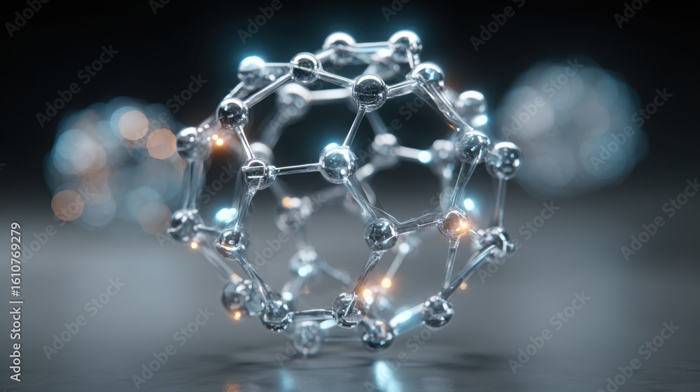 Poster 3d molecule model representing chemical structures and quantum concepts in a scientific and educatio