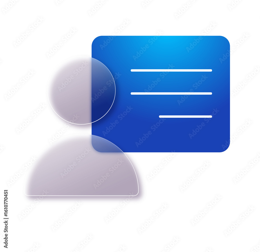 Aufkleber abstract user interface icon: modern profile with blue data list, gradient style