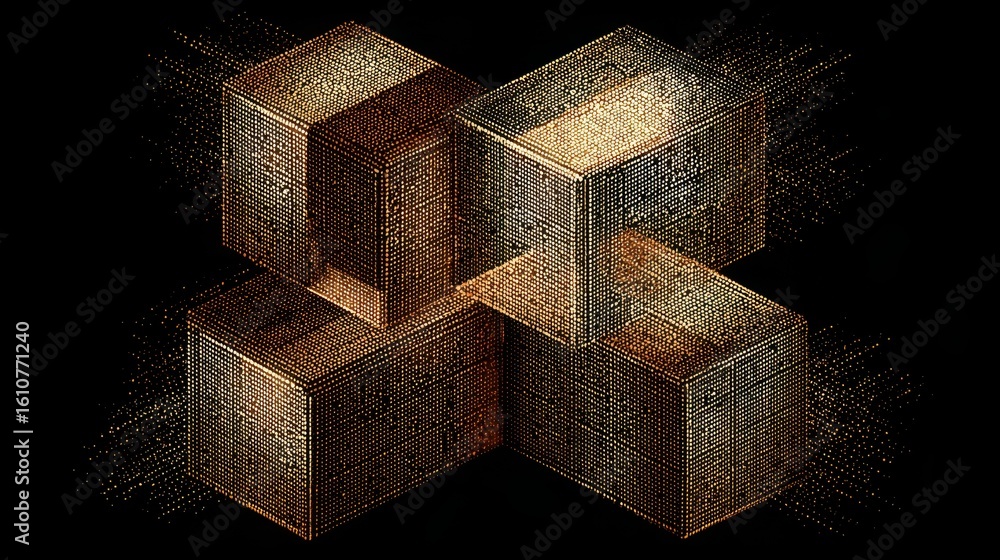 Poster unique cube featuring an intricate pattern representing innovative design concepts in modern blockch