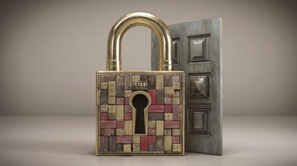 Classic padlock with key symbolizing security and trust in the multi-layered authentication process for digital assets
