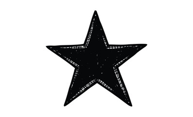 Obraz premium Hand-drawn black star sketch. Vector retro hand drawn illustration