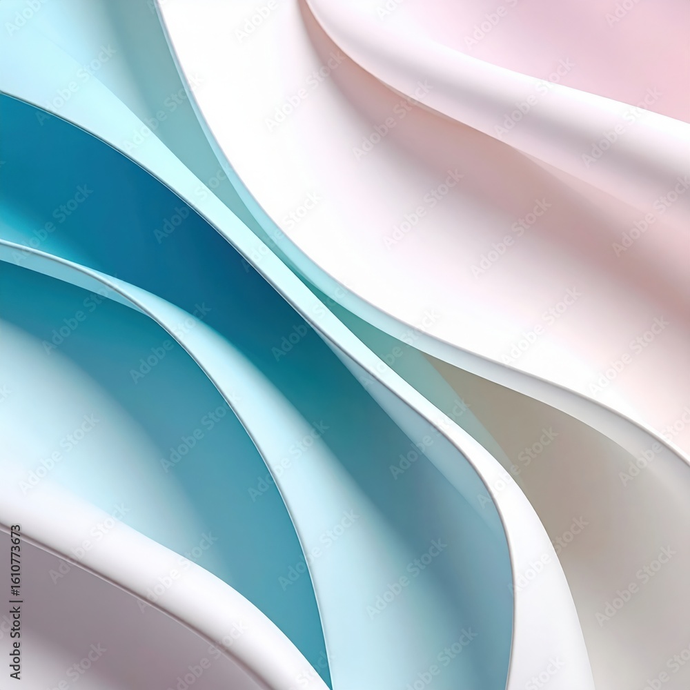 Poster fluid abstract waves digital art modern design soft color palette close-up view aesthetic visuals fo