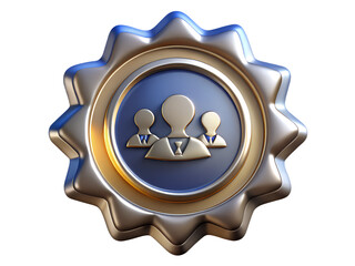 3d icon representing a team or group of people in a badge isolated on transparent background