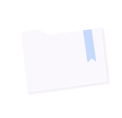 Isometric Pastel White File Folder with Light Blue Bookmark Tab, Digital Illustration