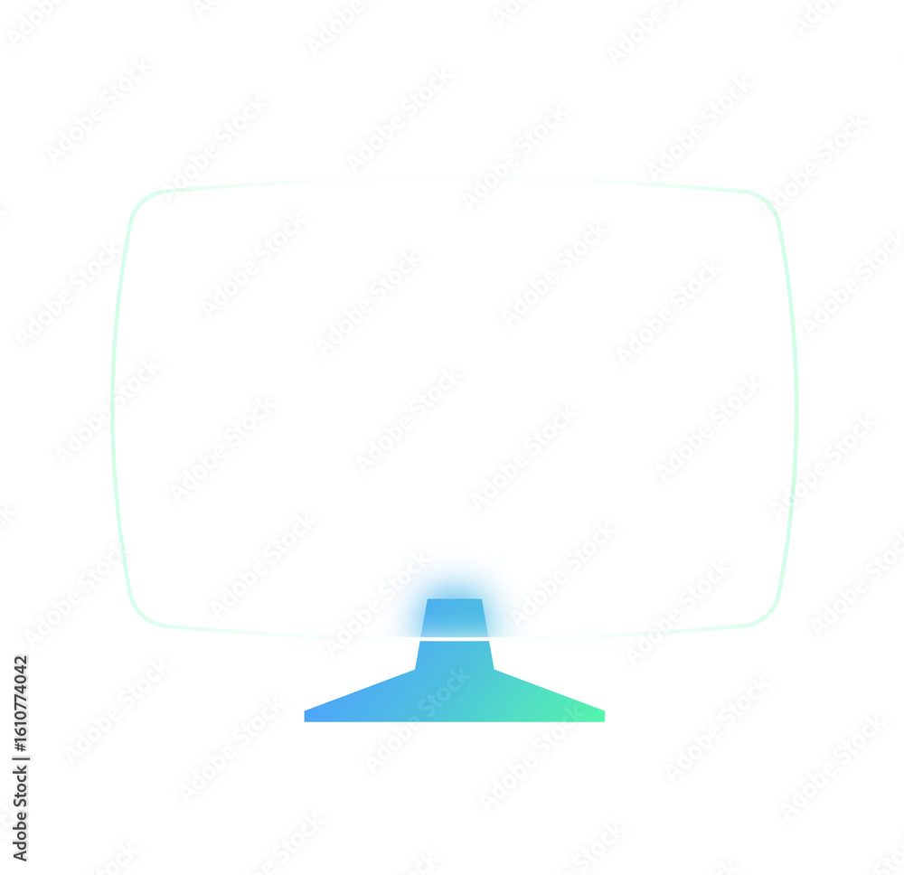 Aufkleber abstract modern computer monitor with split screen and teal base.