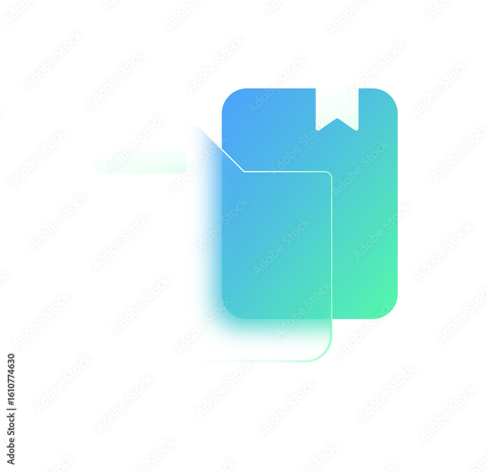 Poster abstract gradient teal and white digital file folder icon design.