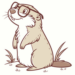 Obraz premium Groundhog wearing glasses AI Design for Seasonal Celebrations 