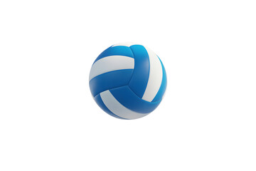 3D Render of a Blue and White Striped Volleyball Floating in Midair Isolated on transparent background Perfect for sports and recreation designs