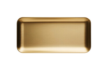 Elegant Brushed Gold Rectangle Tray with Rounded Corners Perfect for Product Mockups and Design Elements on transparent background