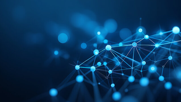 Abstract digital network structure representing global connectivity and data exchange for information technology and telecommunications infrastructure