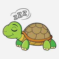 Cartoon turtle sleeping soundly with zzz above its head