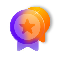Abstract Gradient Badges: Two Shiny Star Awards, Modern Design, Positive Vibe