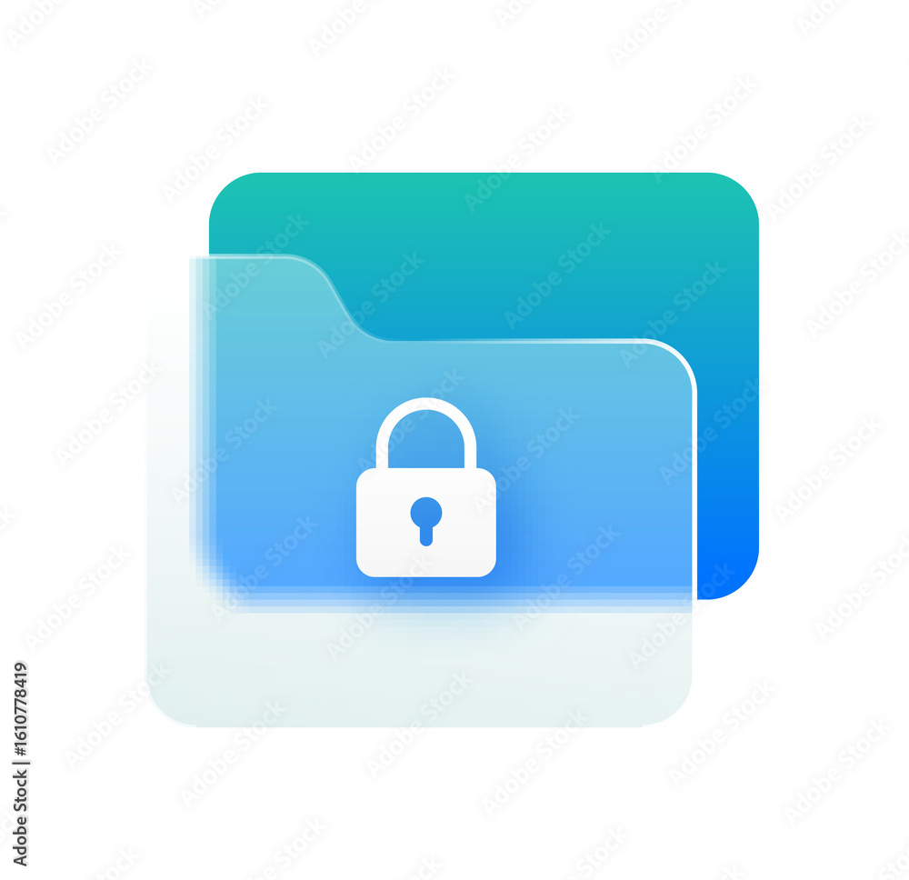 Poster modern secure digital folder icon: teal and blue gradient design