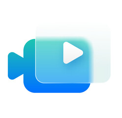 Modern Blue Gradient Video Player Icon; Play Button, App Design Element