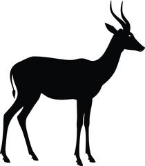 Majestic Impala Silhouette Side Profile View of Antelope Against Clean White Background