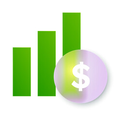 Abstract Green Bar Graph Showing Financial Growth and Rising Dollar Sign