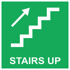stairs up emergency exit sign  green safety evacuation icon vector
