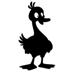 Cartoon duck silhouette standing with a playful expression  
