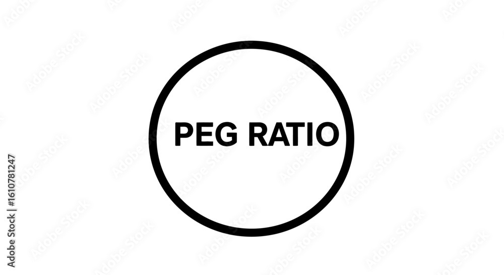 Aufkleber peg ratio icon: a straightforward graphical representation, a clean and concise design to represent 