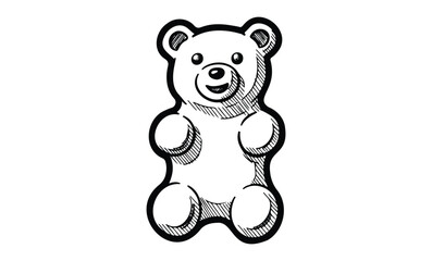 Naklejka premium Sketched teddy bear illustration with detailed shading and playful expression. Vector retro hand drawn illustration