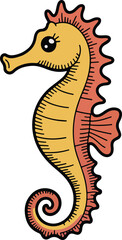 Fototapeta premium seahorse Crayon style transparent png vector
