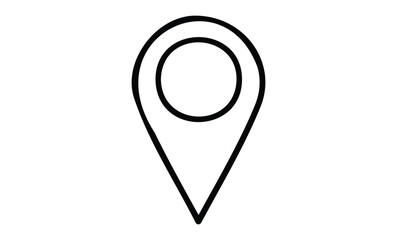 Minimalist black location pin icon for maps and navigation. Vector retro hand drawn illustration