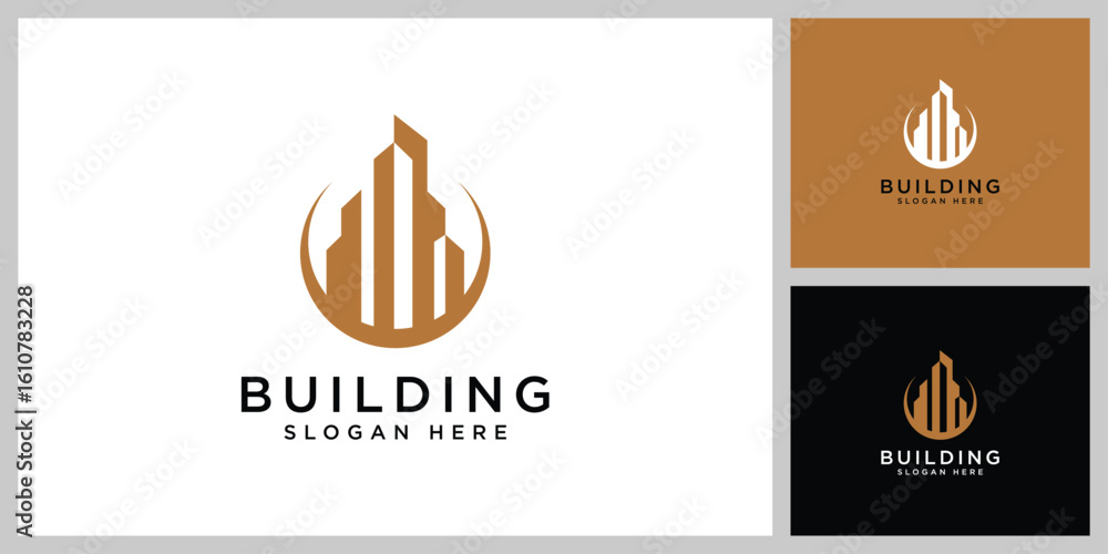 Poster building logo vector design template