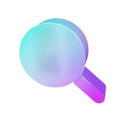 Abstract 3D Render of a Pastel Purple and Teal Search Magnifying Glass Icon.