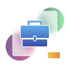 Modern Blue Briefcase Icon: Gradient Background, Minimalist Style, Professional Mood