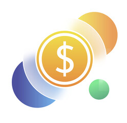 Abstract Colorful Dollar Coin Icon: Financial Growth Concept Illustration