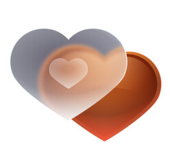 Abstract Glass and Orange Hearts:  Romantic, Modern, Love Concept Design