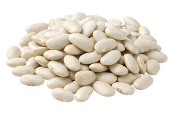 A pile of white beans isolated on transparent background