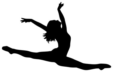 Fototapeta premium Black Silhouette of Dancer Icon Vector Logo Illustration Professional Man and Woman Performing with Graceful Movement on Stage and Dance Floor