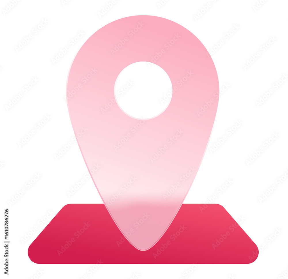Poster pink and red gradient location pin icon: modern minimalist design for app interface