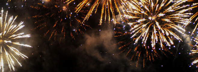 Banner Golden Firework celebrate anniversary independence day night time celebrate national...